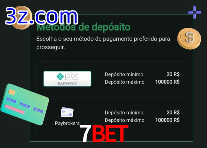 O cassino 7BET oferece uma grande variedade de métodos de pagamento